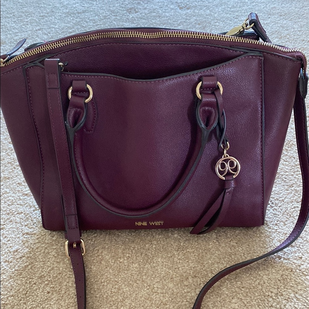Nine West Purple Satchel with Structured Design